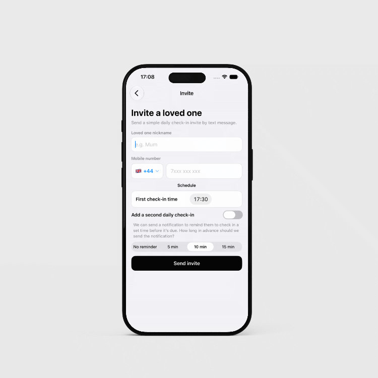 DailyOK iOS application screen showing an invitation