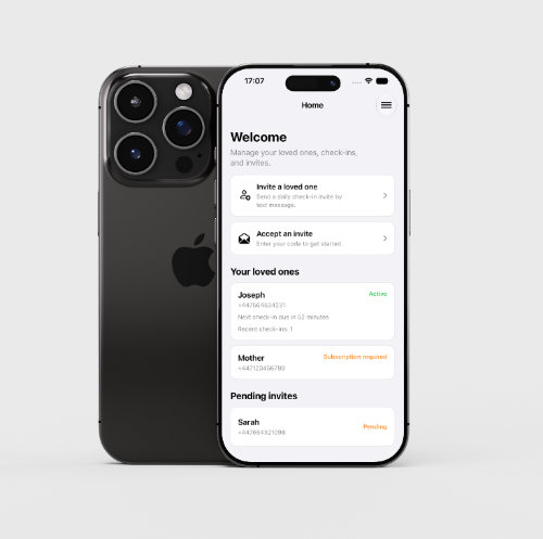 DailyOK iOS application screen showing the caree experience
