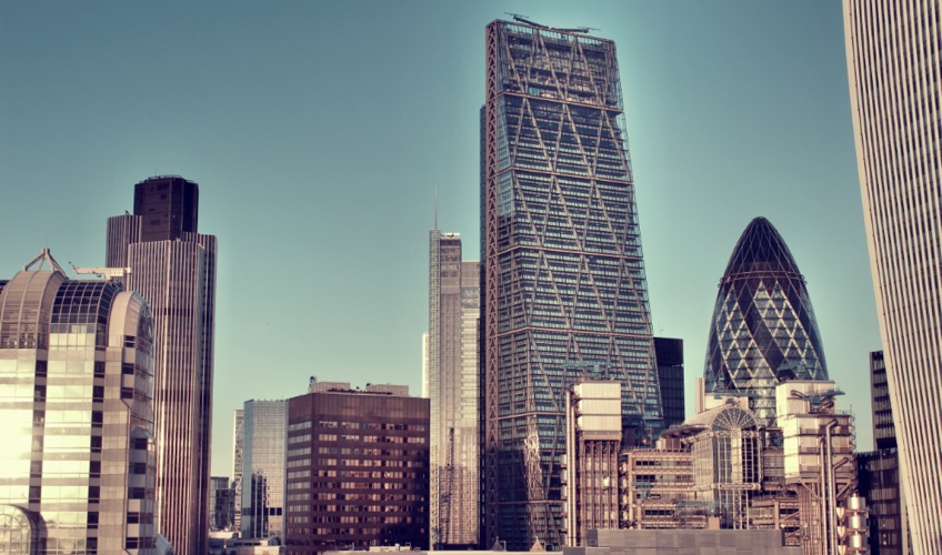 Aerial view of the City of London skyline