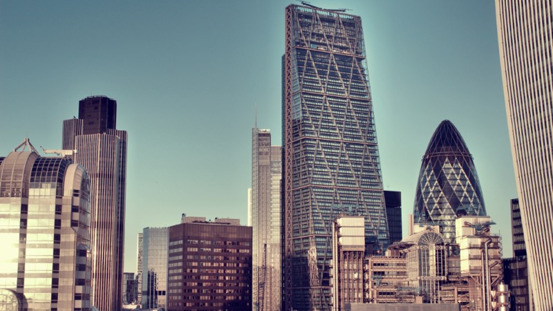 Aerial view of the City of London skyline